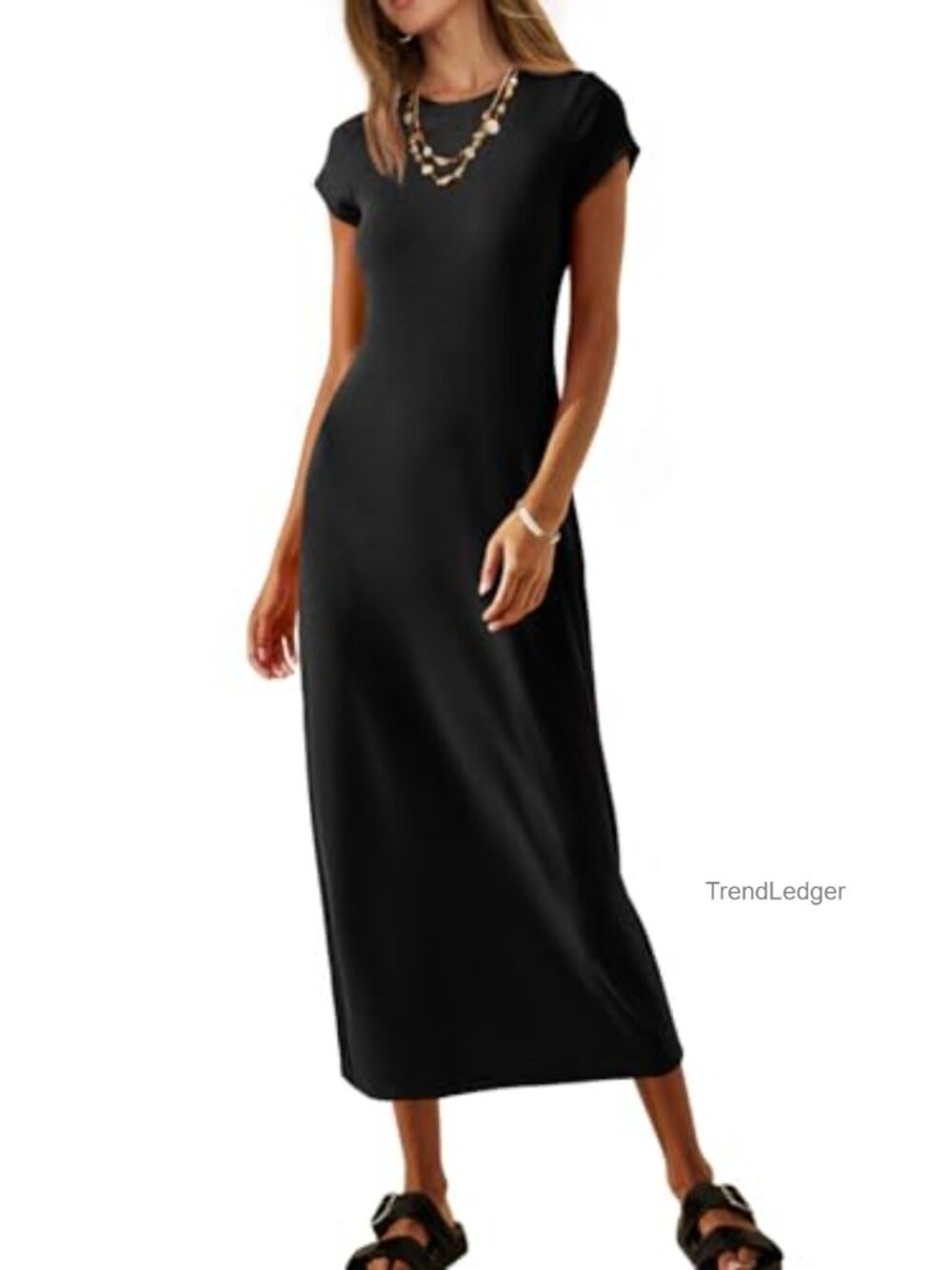 MEROKEETY Women's Casual Tshirt Dress Short Sleeve Maxi Long Dress